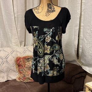 Agenda Black Floral Women's Blouse
